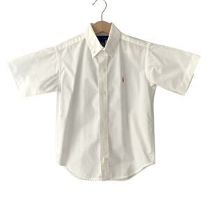 Ralph Lauren Short Sleeve Button Front Oxford Shirt - White - 6
